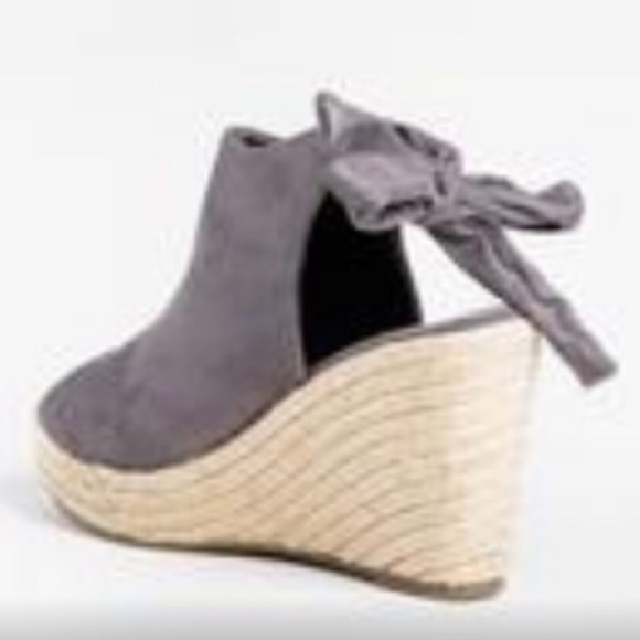 Vegan Suede Peep toe espadrilles - Picture 3 of 4